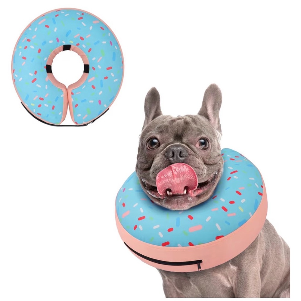 Blue and Pink Donut Dog Collar